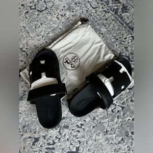 Hermes Chypre Sandal - Black - Size 43